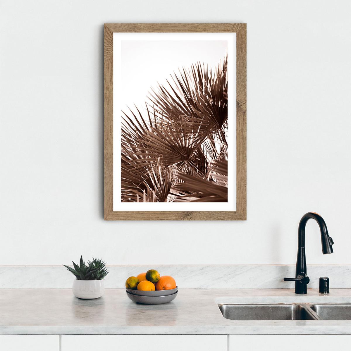 Gorgeous Golden Palm Leafes Art Print Oak Frame – image 10