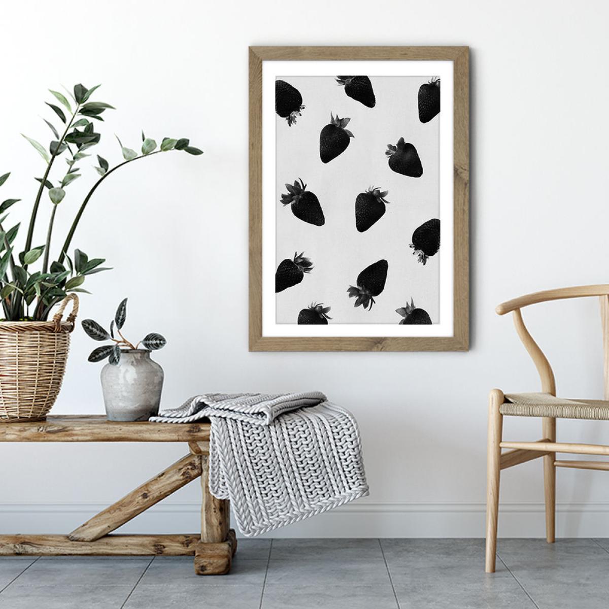 Black Strawberries Art Print Oak Frame – image 5