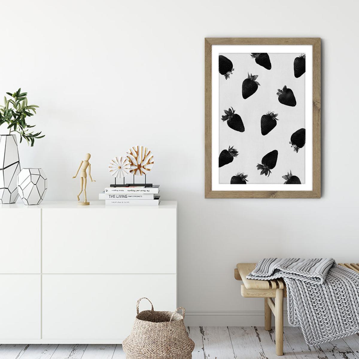 Black Strawberries Art Print Oak Frame – image 6