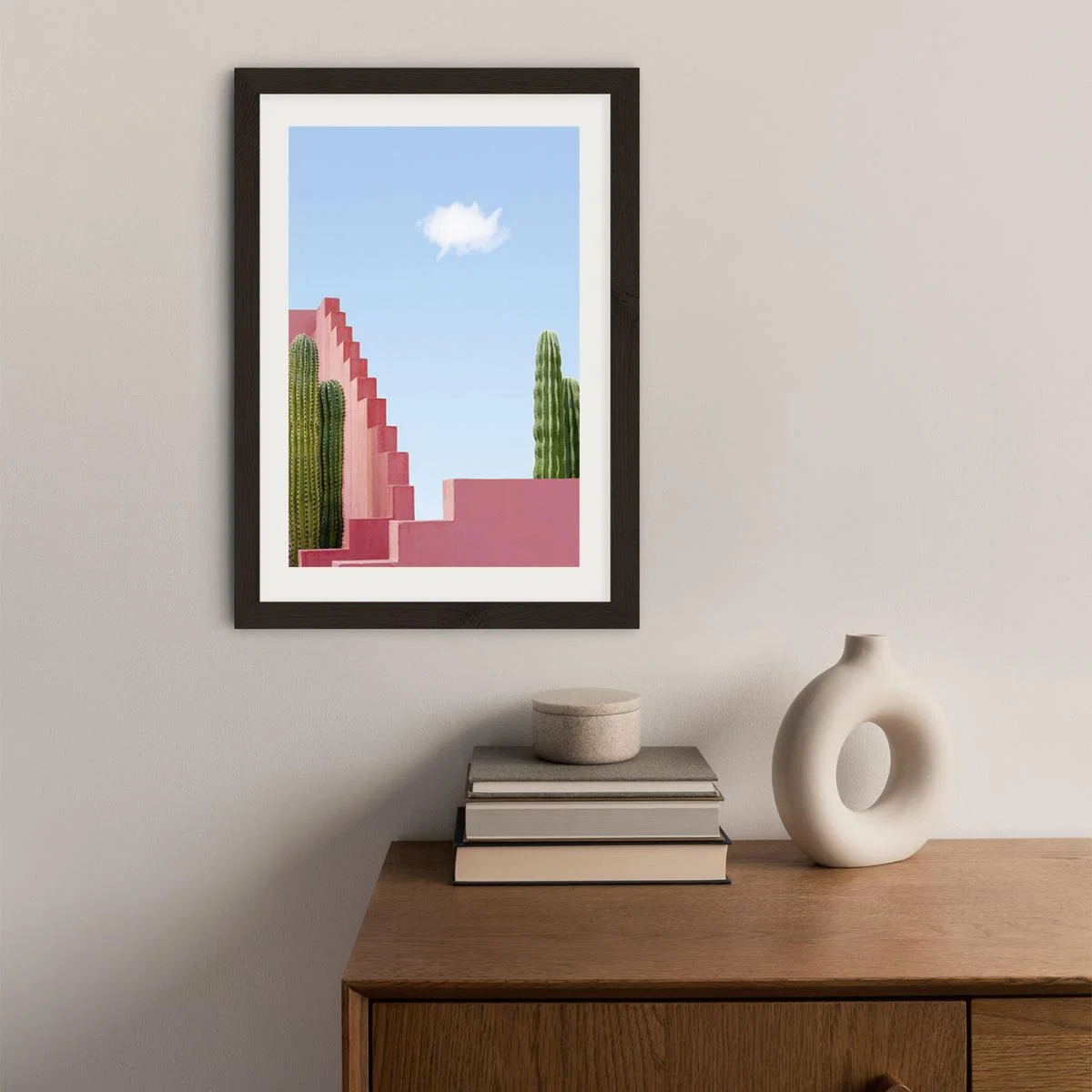 Cactus Meeting Art Print Black Frame – image 2