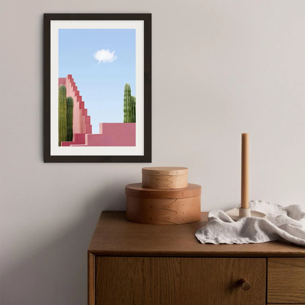 Cactus Meeting Art Print Black Frame – image 3
