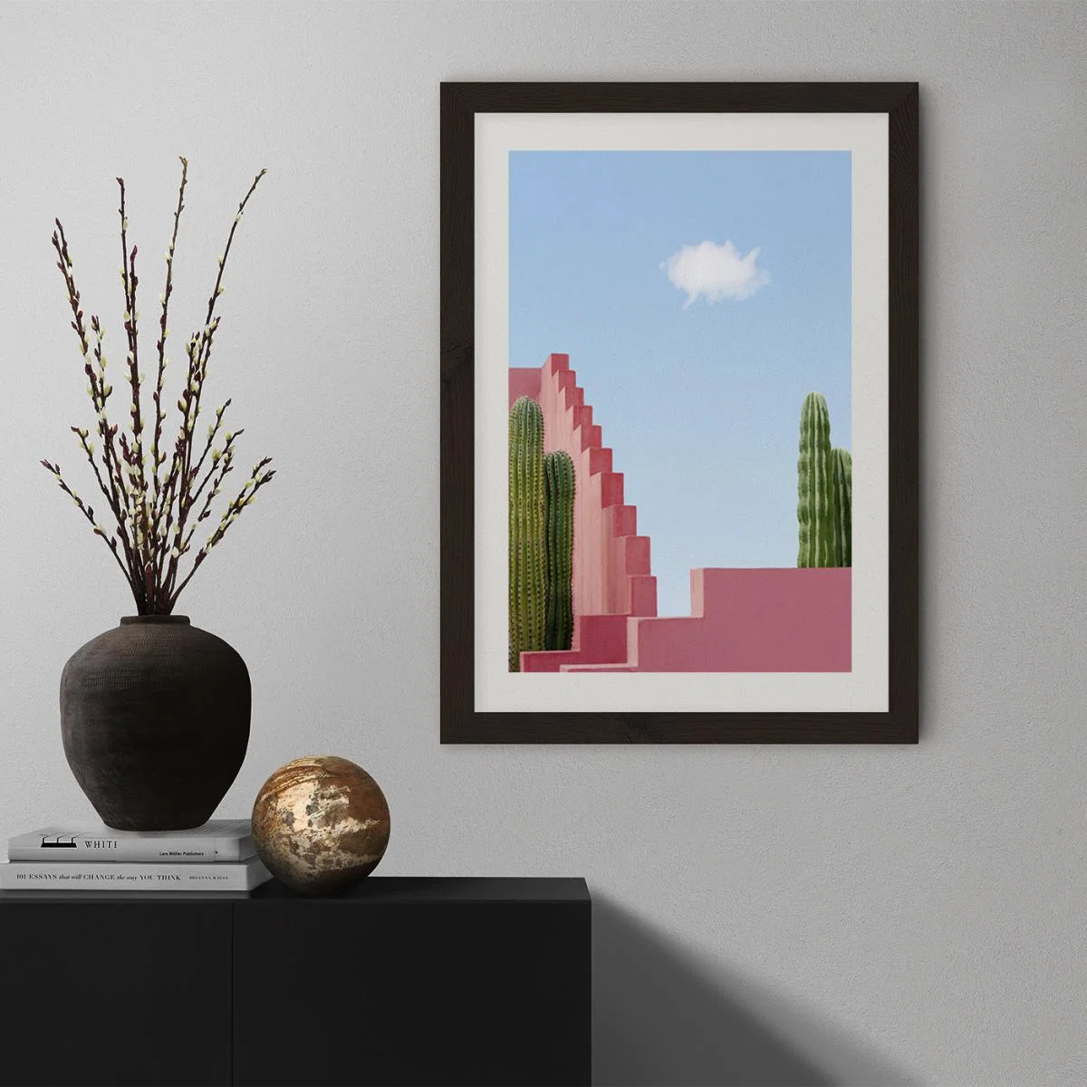 Cactus Meeting Art Print Black Frame – image 4