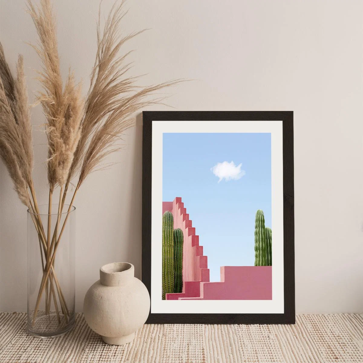 Cactus Meeting Art Print Black Frame – image 5