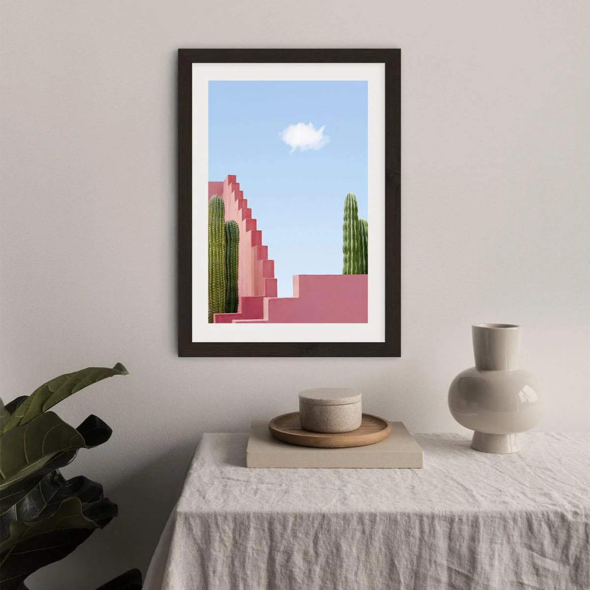 Cactus Meeting Art Print Black Frame – image 7