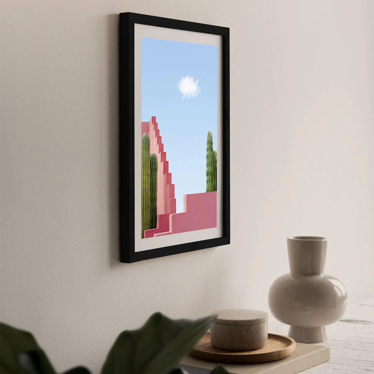 Cactus Meeting Art Print Black Frame – image 8