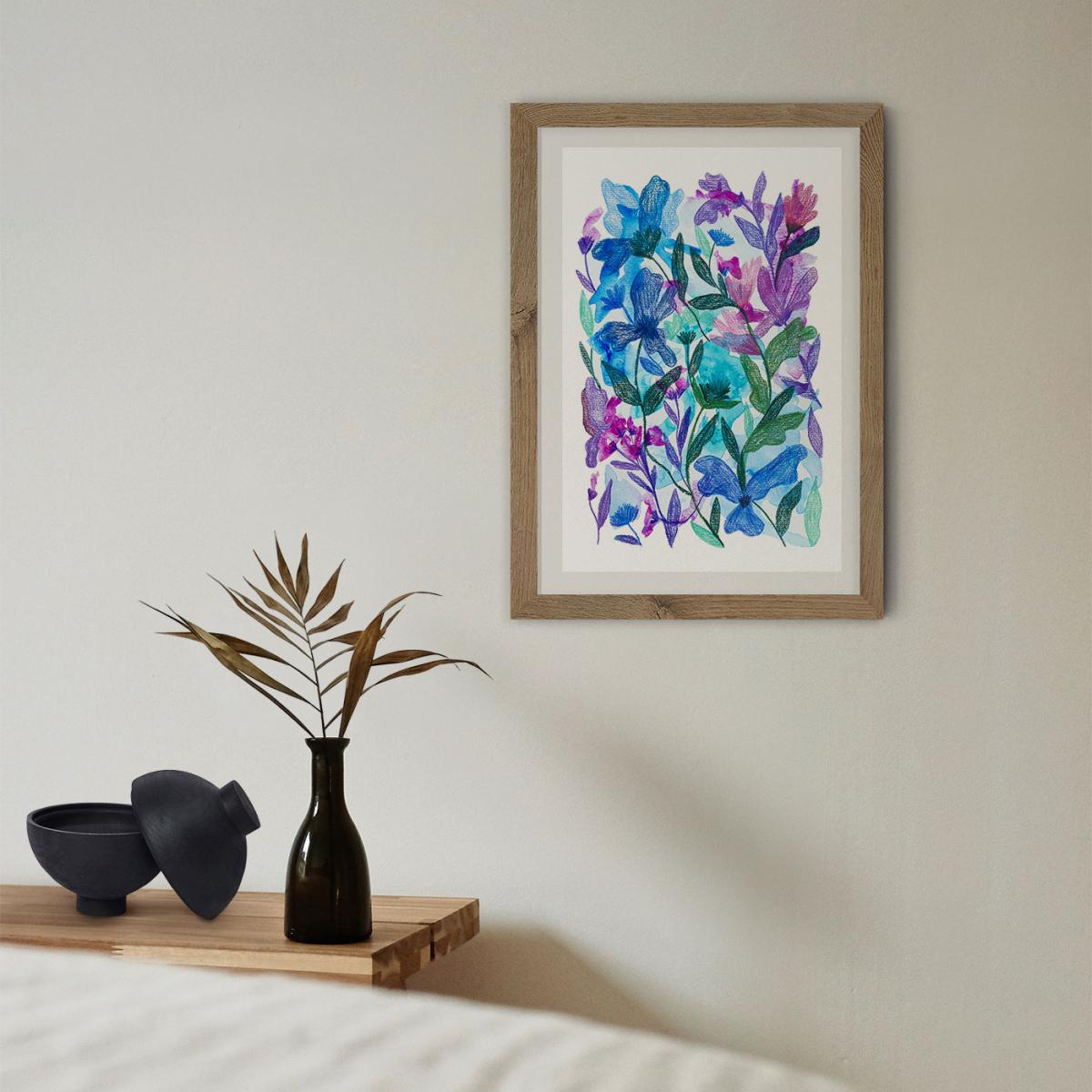 Mix Of Flowers Art Print Oak Frame – image 2