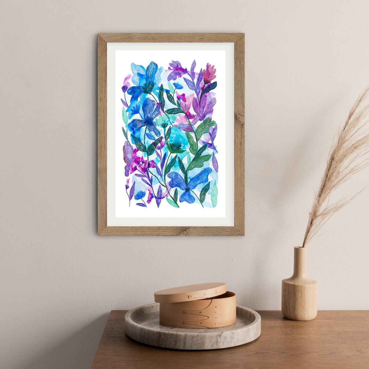 Mix Of Flowers Art Print Oak Frame – image 11