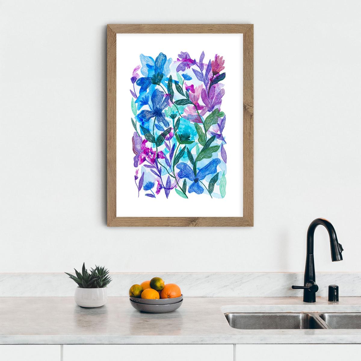 Mix Of Flowers Art Print Oak Frame – image 3