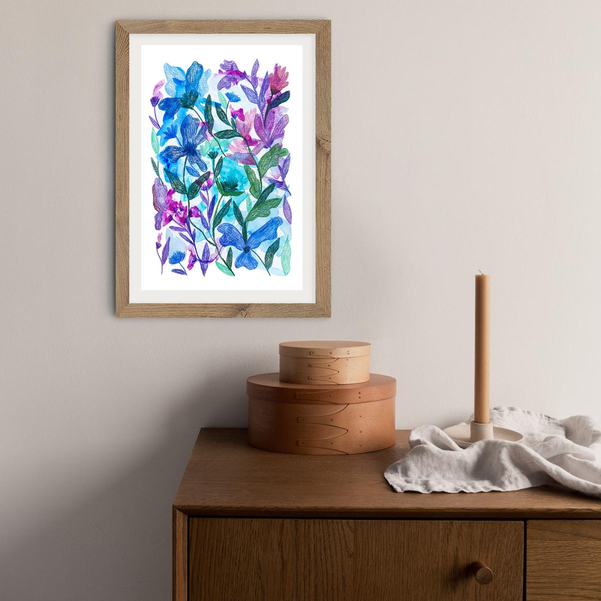 Mix Of Flowers Art Print Oak Frame – image 4
