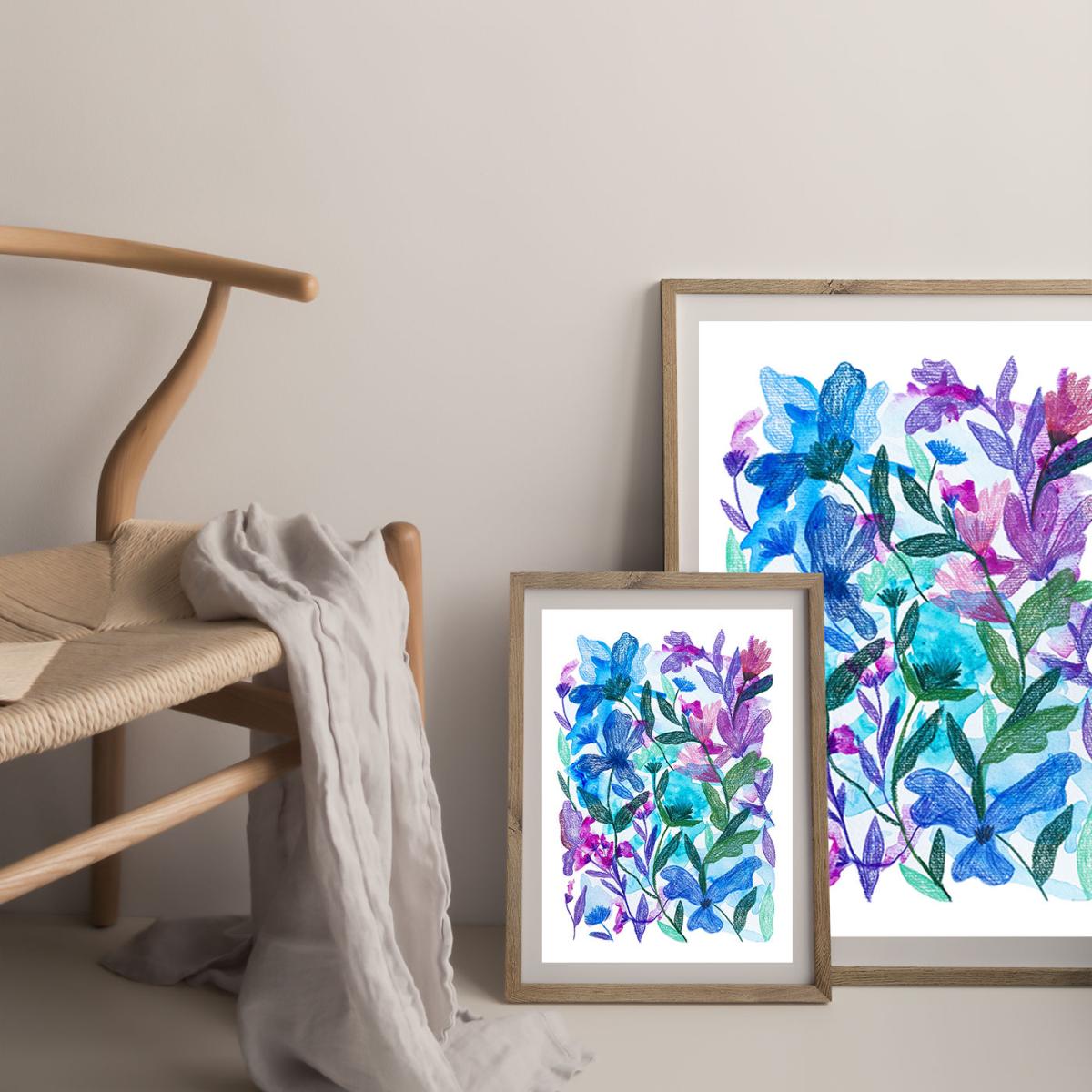 Mix Of Flowers Art Print Oak Frame – image 5
