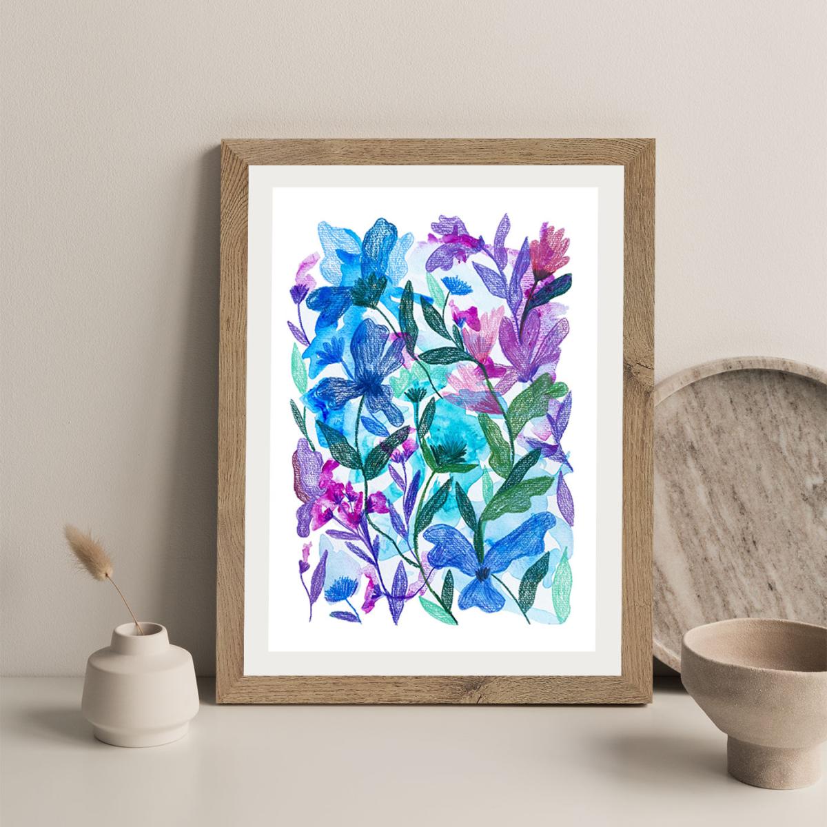 Mix Of Flowers Art Print Oak Frame – image 6