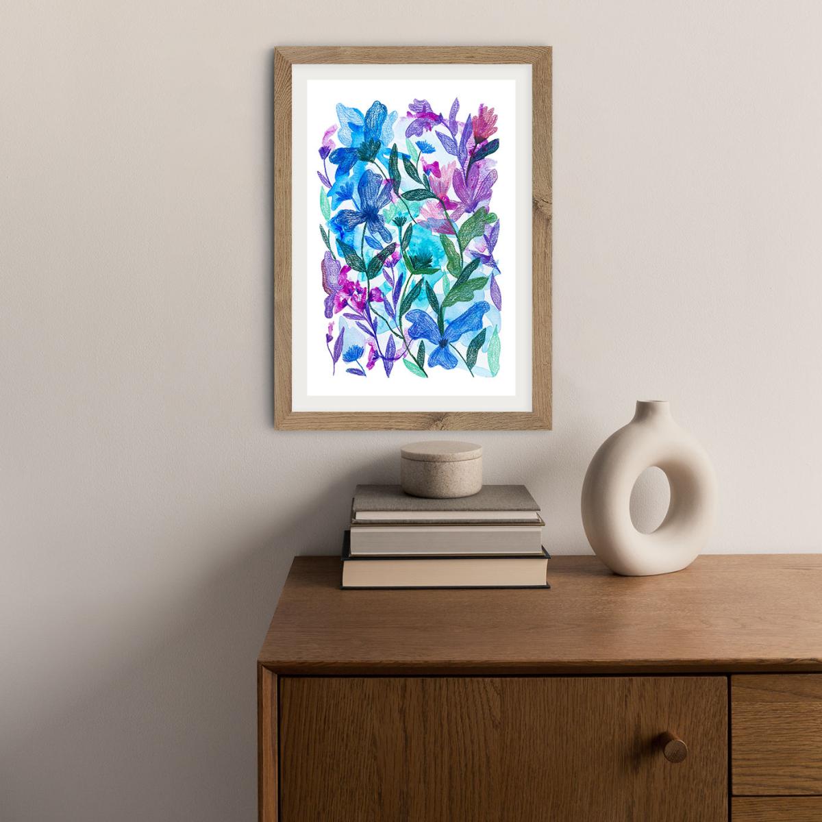 Mix Of Flowers Art Print Oak Frame – image 7