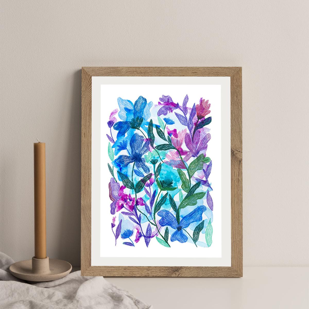 Mix Of Flowers Art Print Oak Frame – image 8