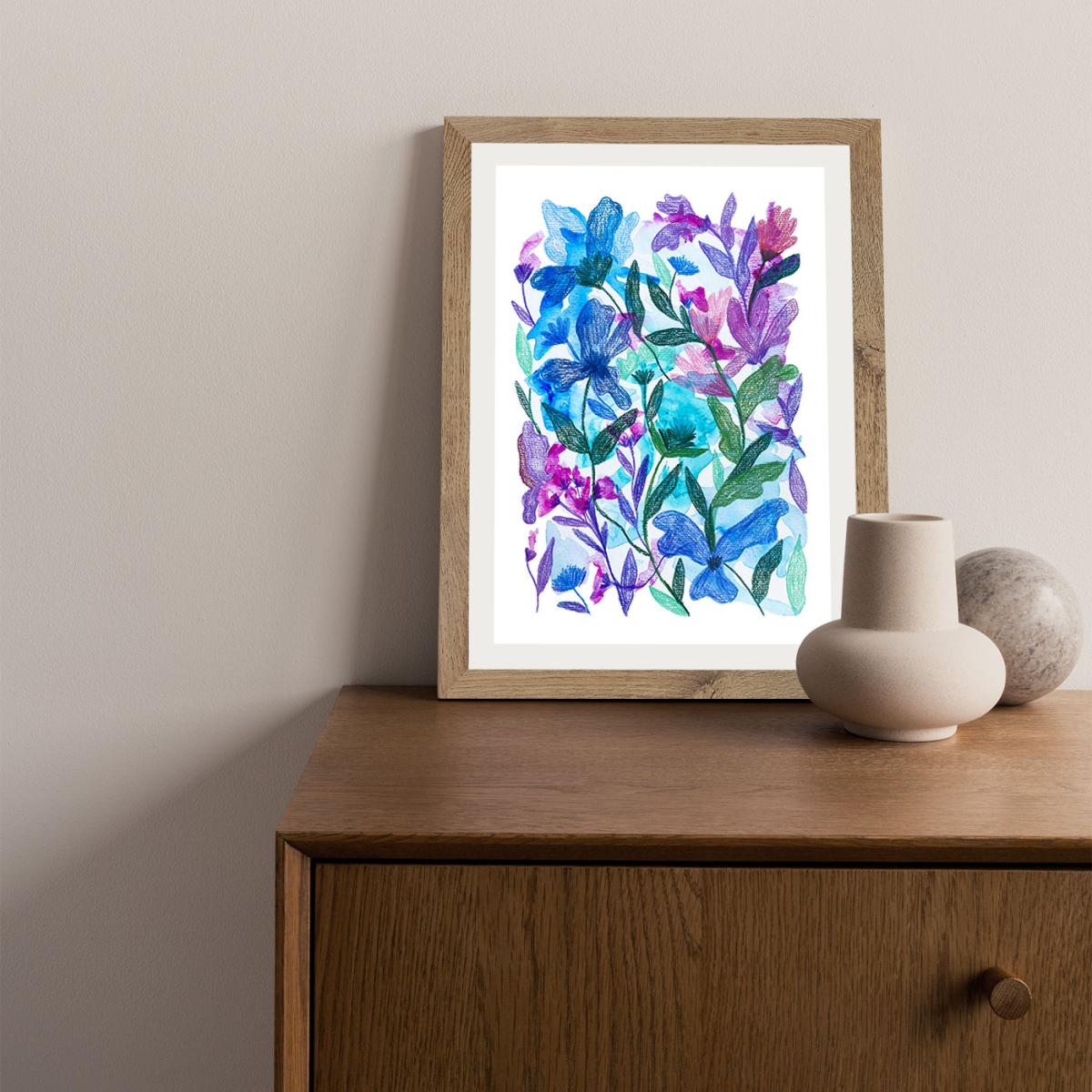Mix Of Flowers Art Print Oak Frame – image 10