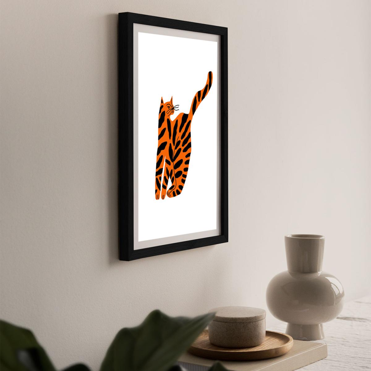 Orange Cat Art Print Black Frame – image 5