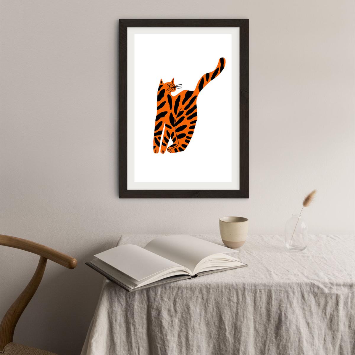 Orange Cat Art Print Black Frame – image 7