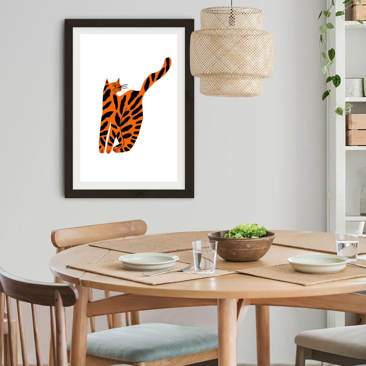 Orange Cat Art Print Black Frame – image 8