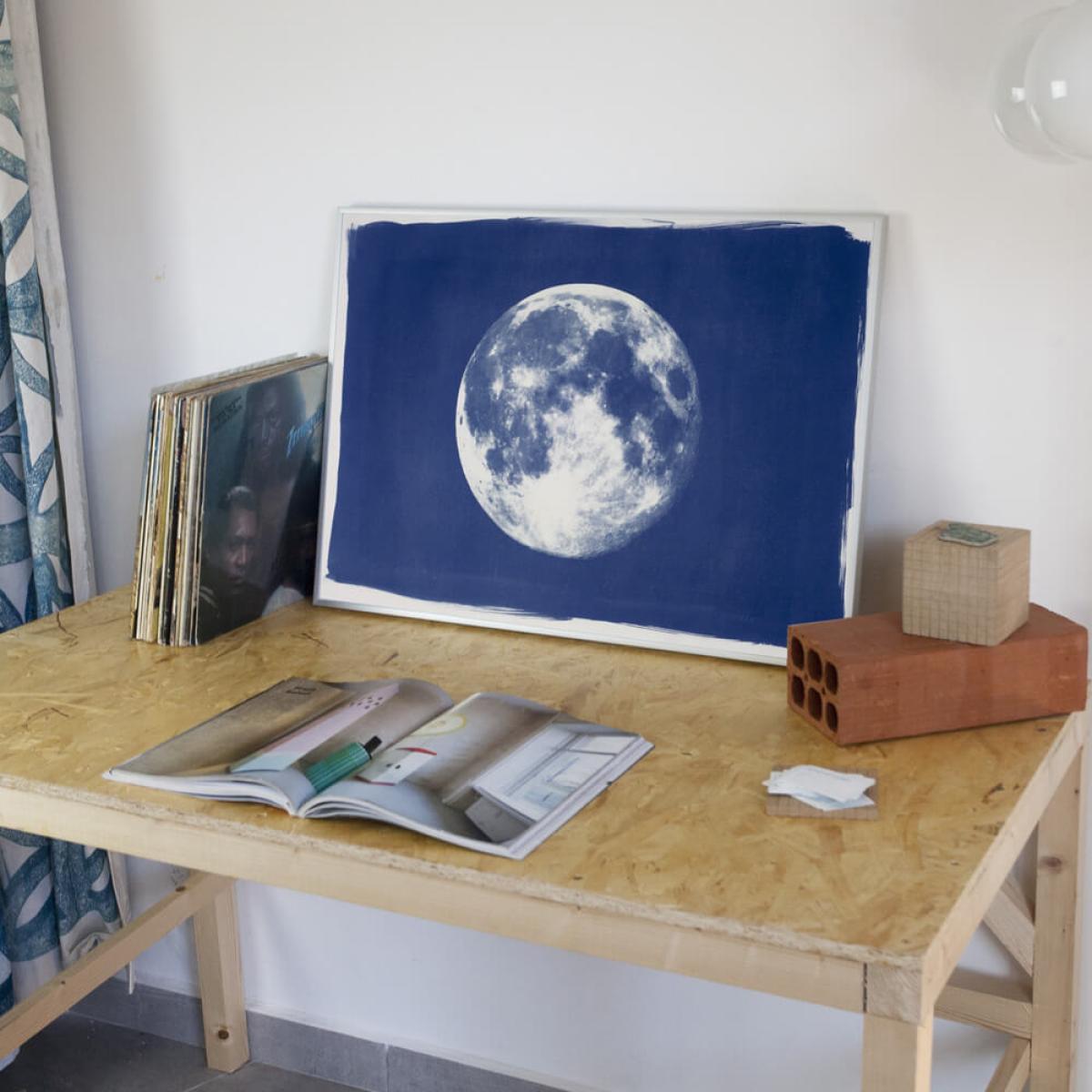 Blue Moon Handmade Cyanotype Art Print – image 4