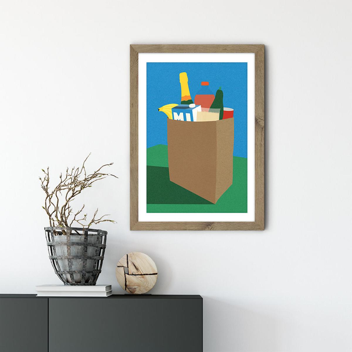 Weekly Grocery Haul Art Print Oak Frame – image 2