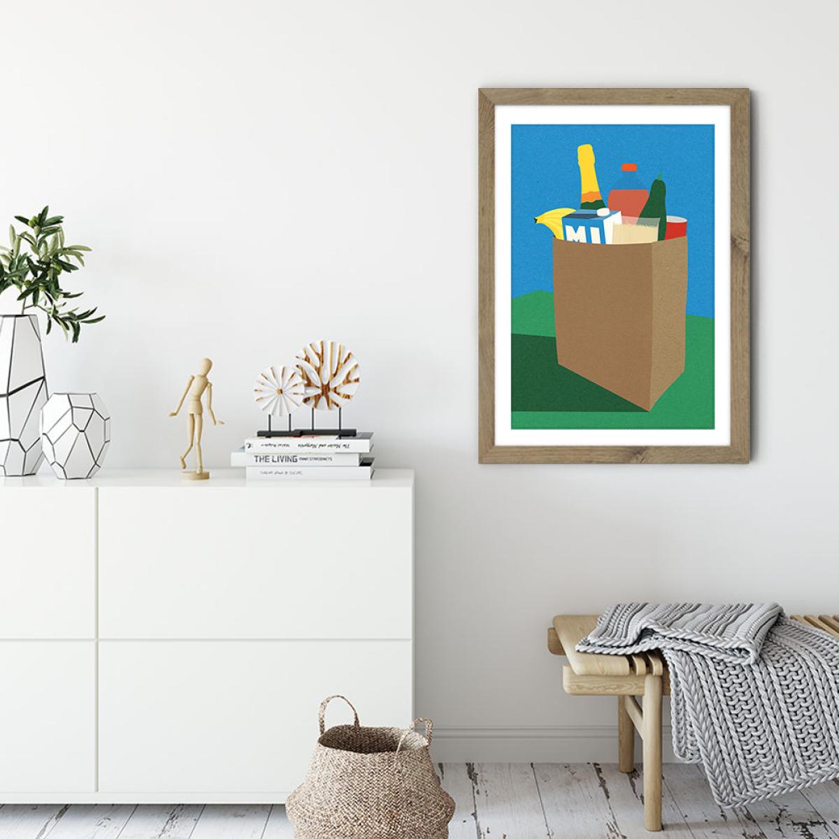 Weekly Grocery Haul Art Print Oak Frame – image 3
