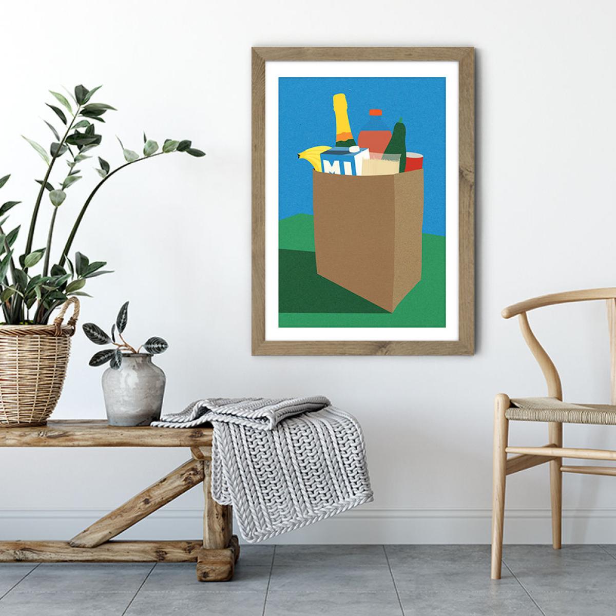 Weekly Grocery Haul Art Print Oak Frame – image 4