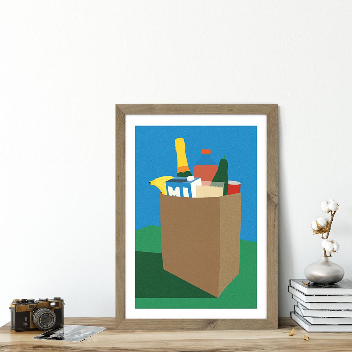 Weekly Grocery Haul Art Print Oak Frame – image 5
