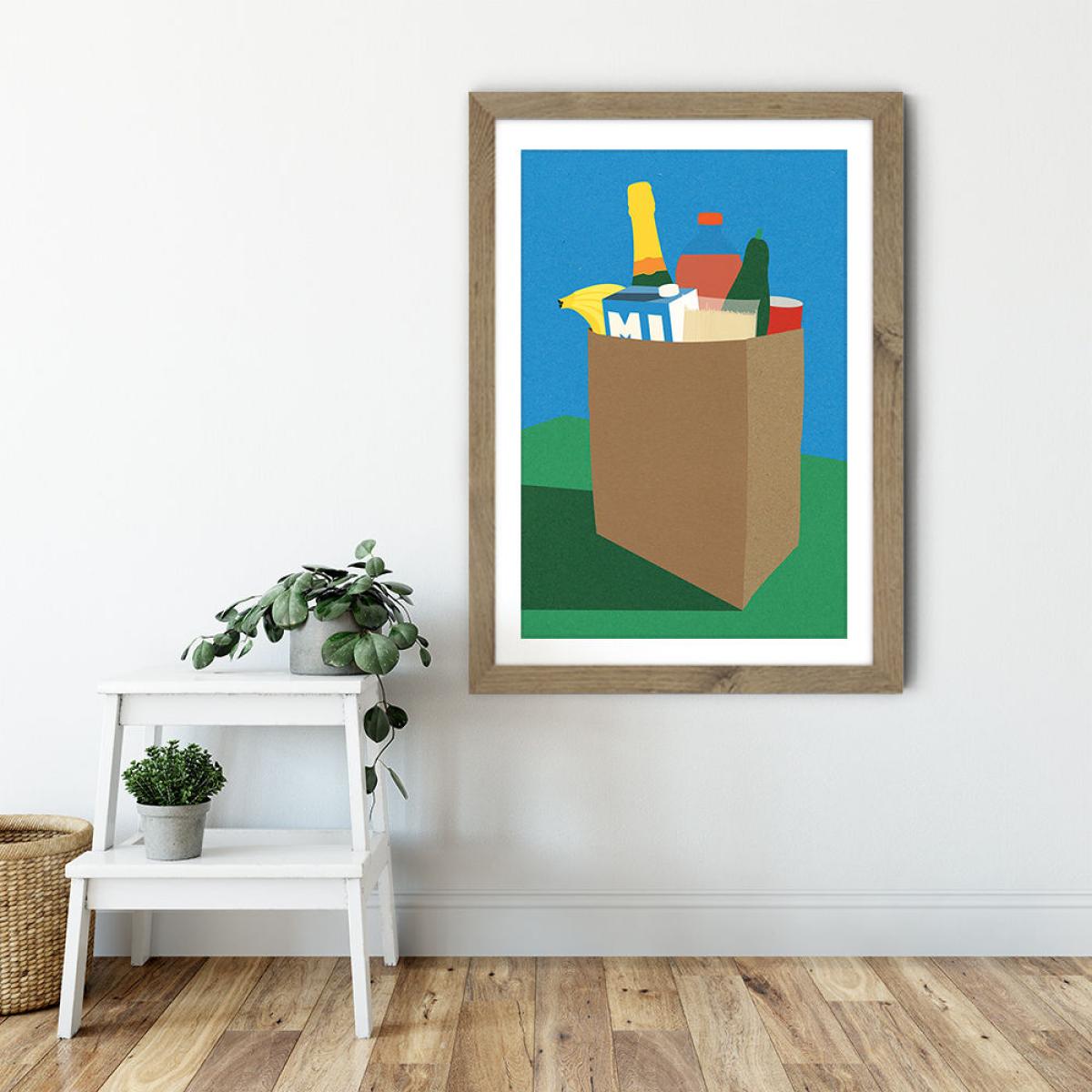 Weekly Grocery Haul Art Print Oak Frame – image 6