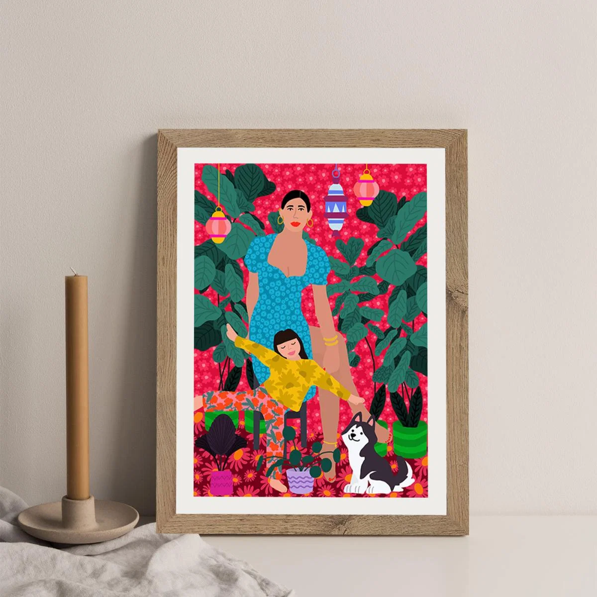 Mothers Day Art Print Oak Frame – image 4