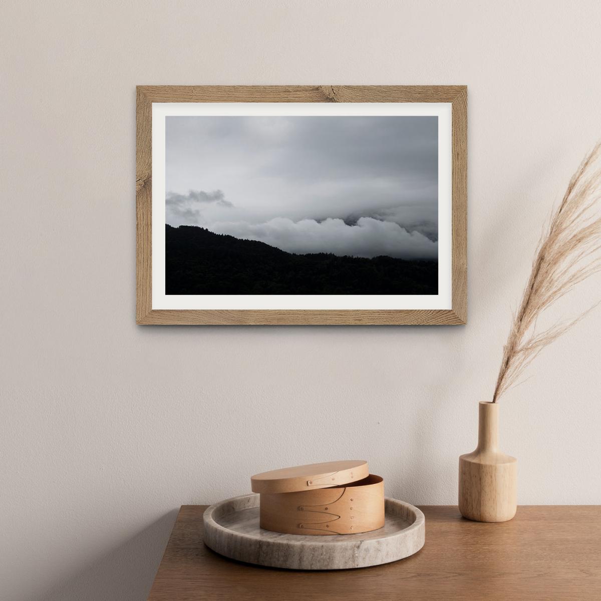 Black Mountains and White Clouds Art Print Oak Frame – image 3