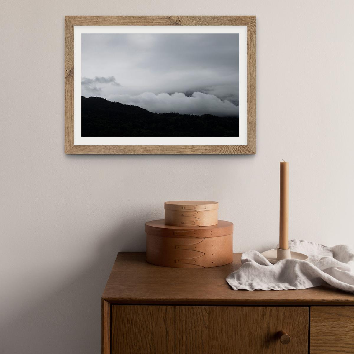 Black Mountains and White Clouds Art Print Oak Frame – image 4