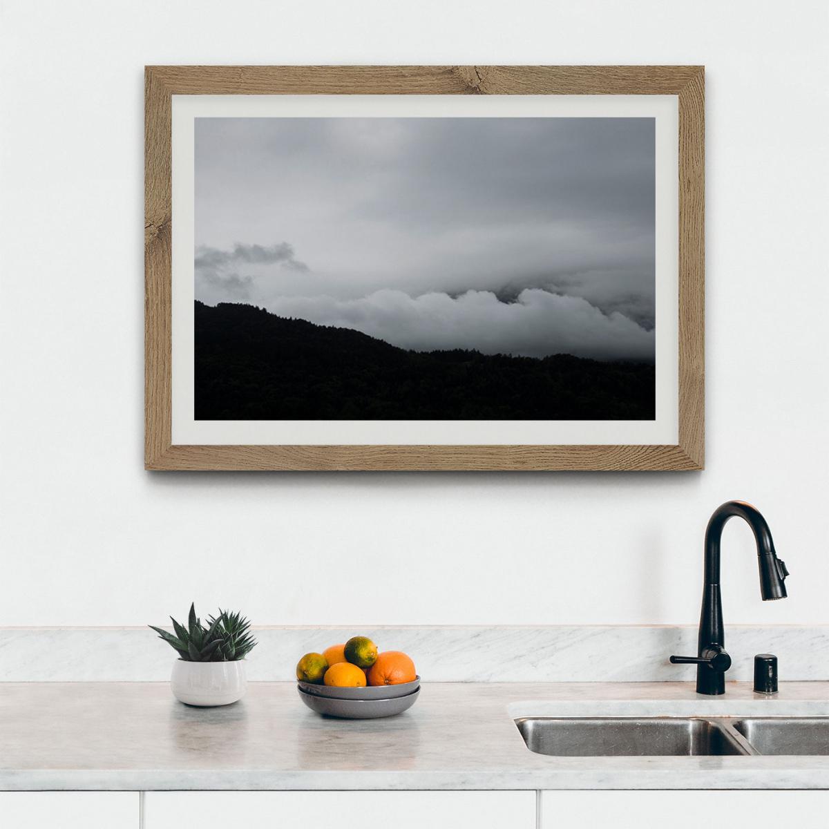 Black Mountains and White Clouds Art Print Oak Frame – image 5