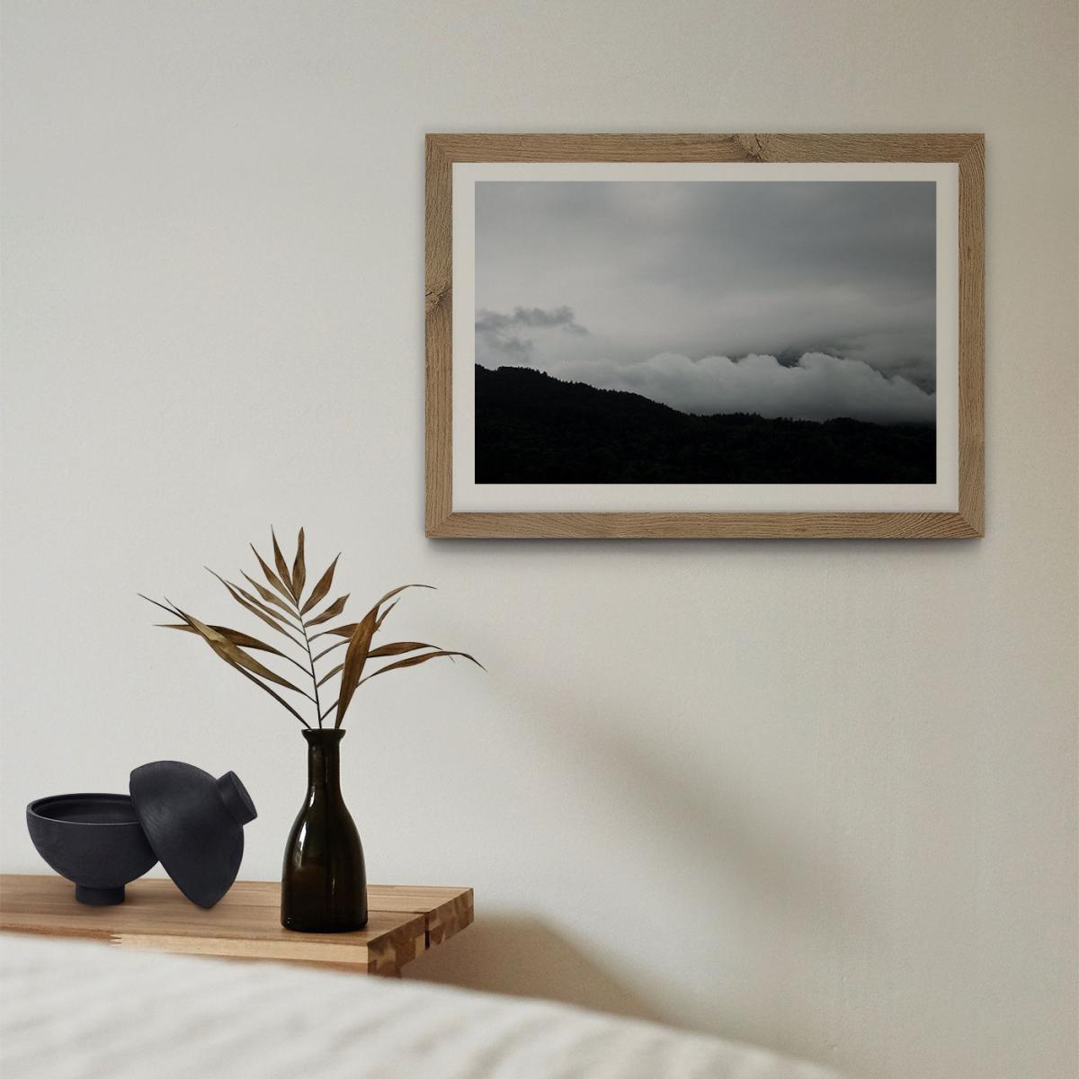 Black Mountains and White Clouds Art Print Oak Frame – image 6