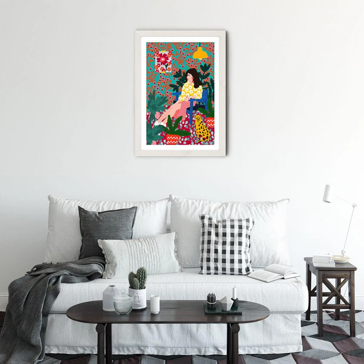 Waiting Girl Art Print White Frame – image 4