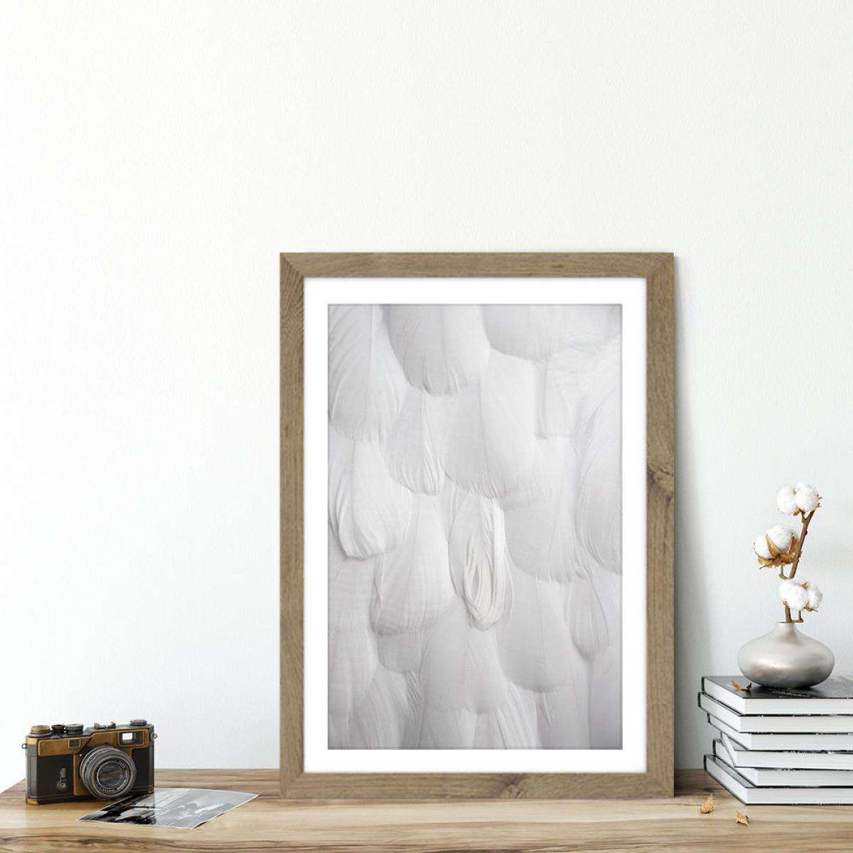 Soft White Feathers Art Print Oak Frame – image 5