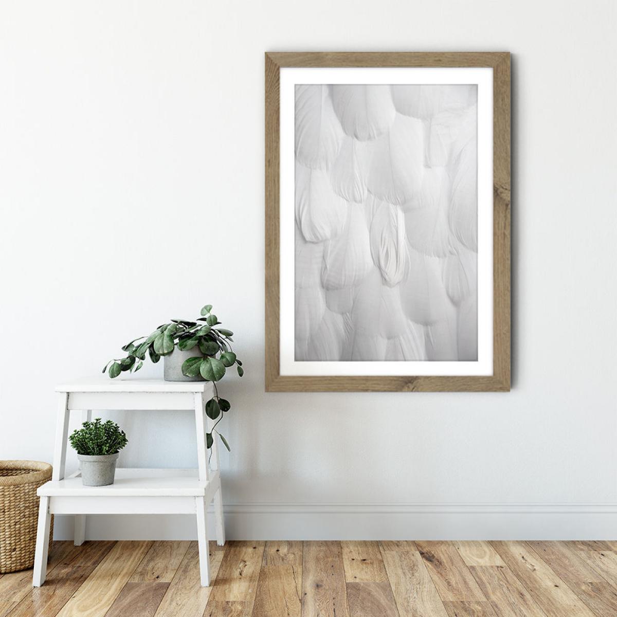 Soft White Feathers Art Print Oak Frame – image 6