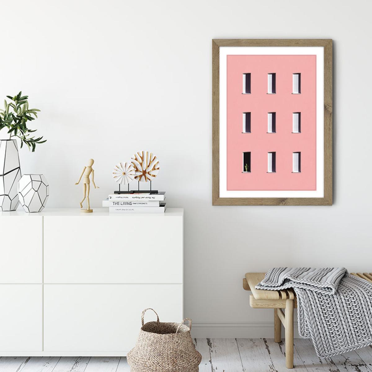 Sunbathing Cactus Art Print Oak Frame – image 2