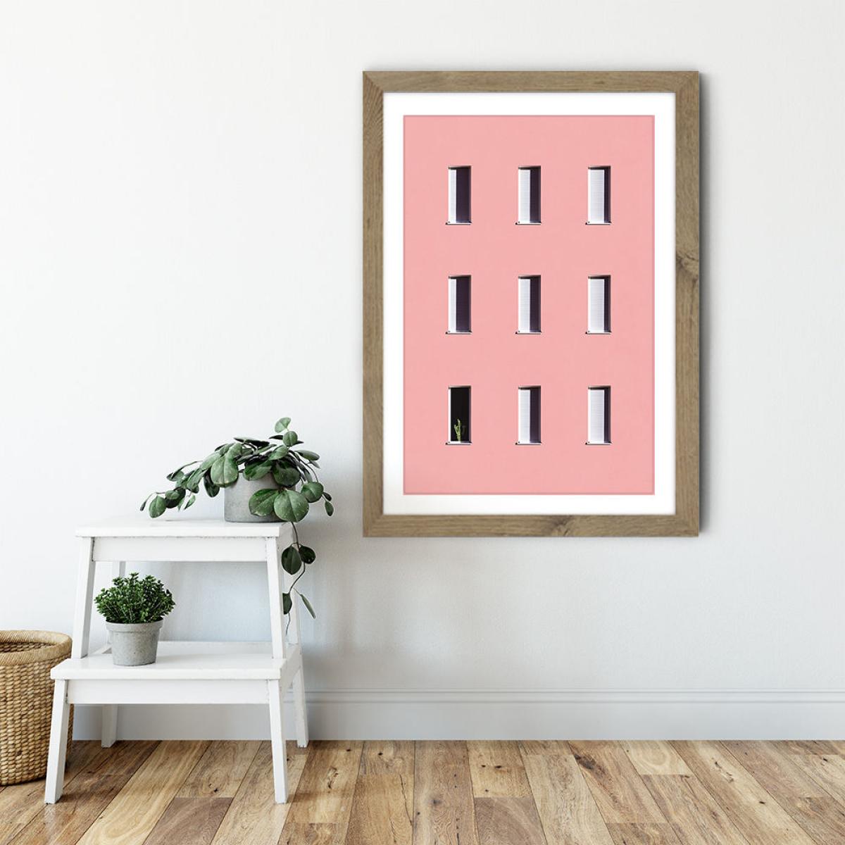 Sunbathing Cactus Art Print Oak Frame – image 6