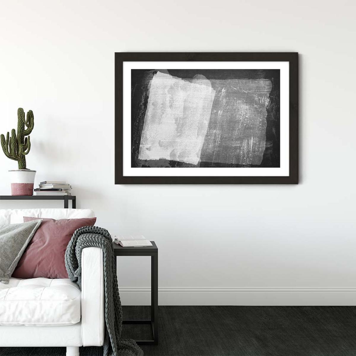 Minimal Abstract Black and White 08 Art Print Black Frame – image 2
