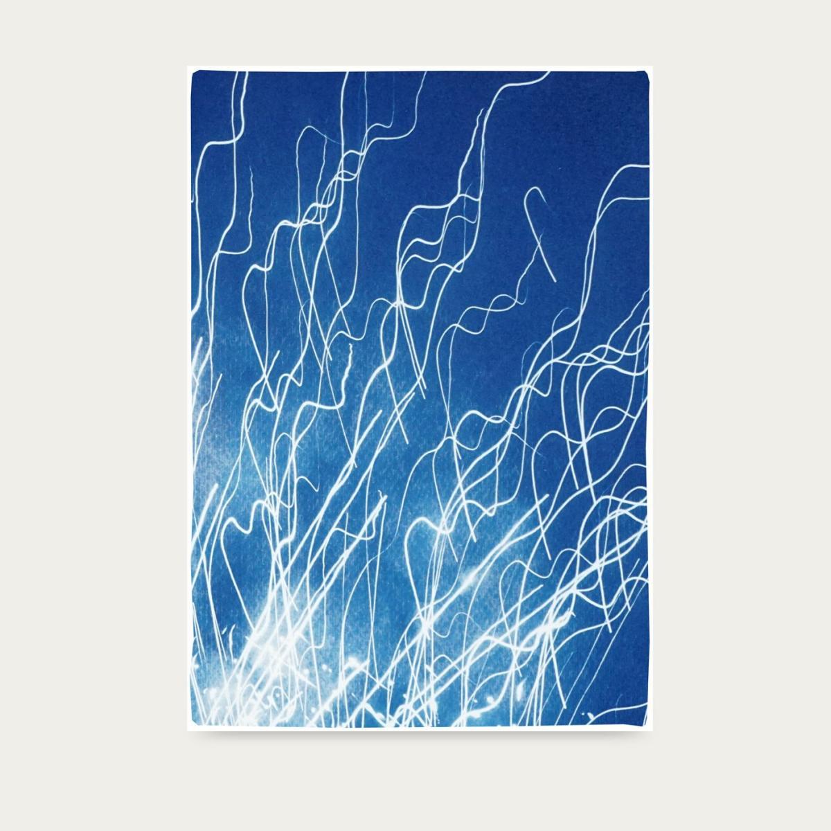 Firework Lights Handmade Cyanotype Art Print – image 4