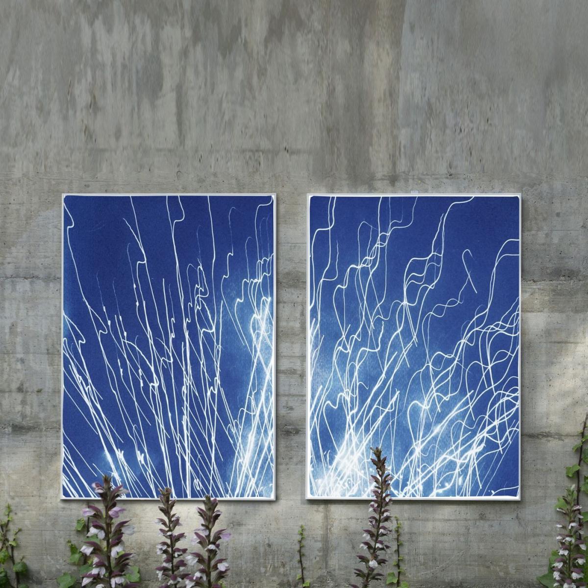 Firework Lights Handmade Cyanotype Art Print – image 5