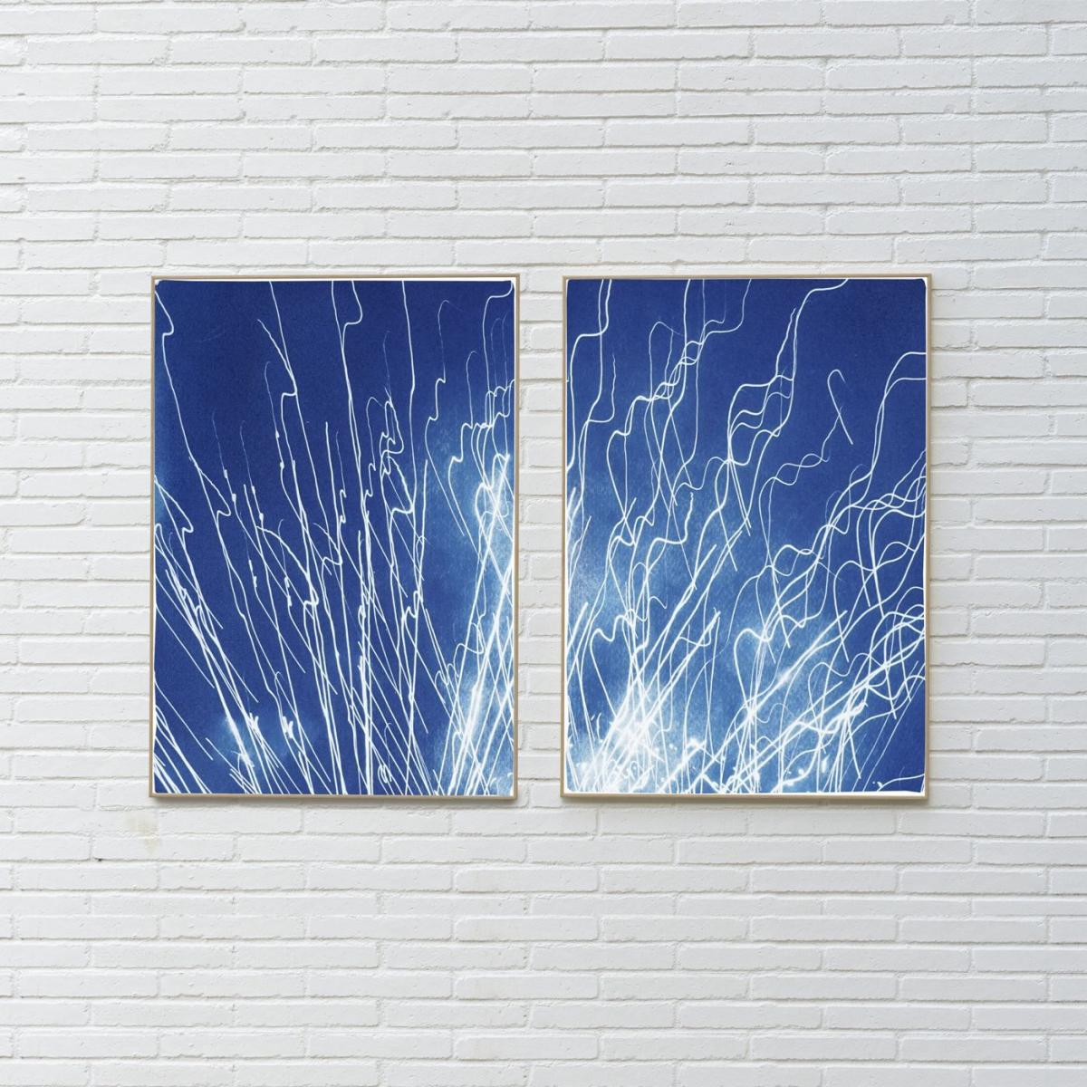 Firework Lights Handmade Cyanotype Art Print – image 7