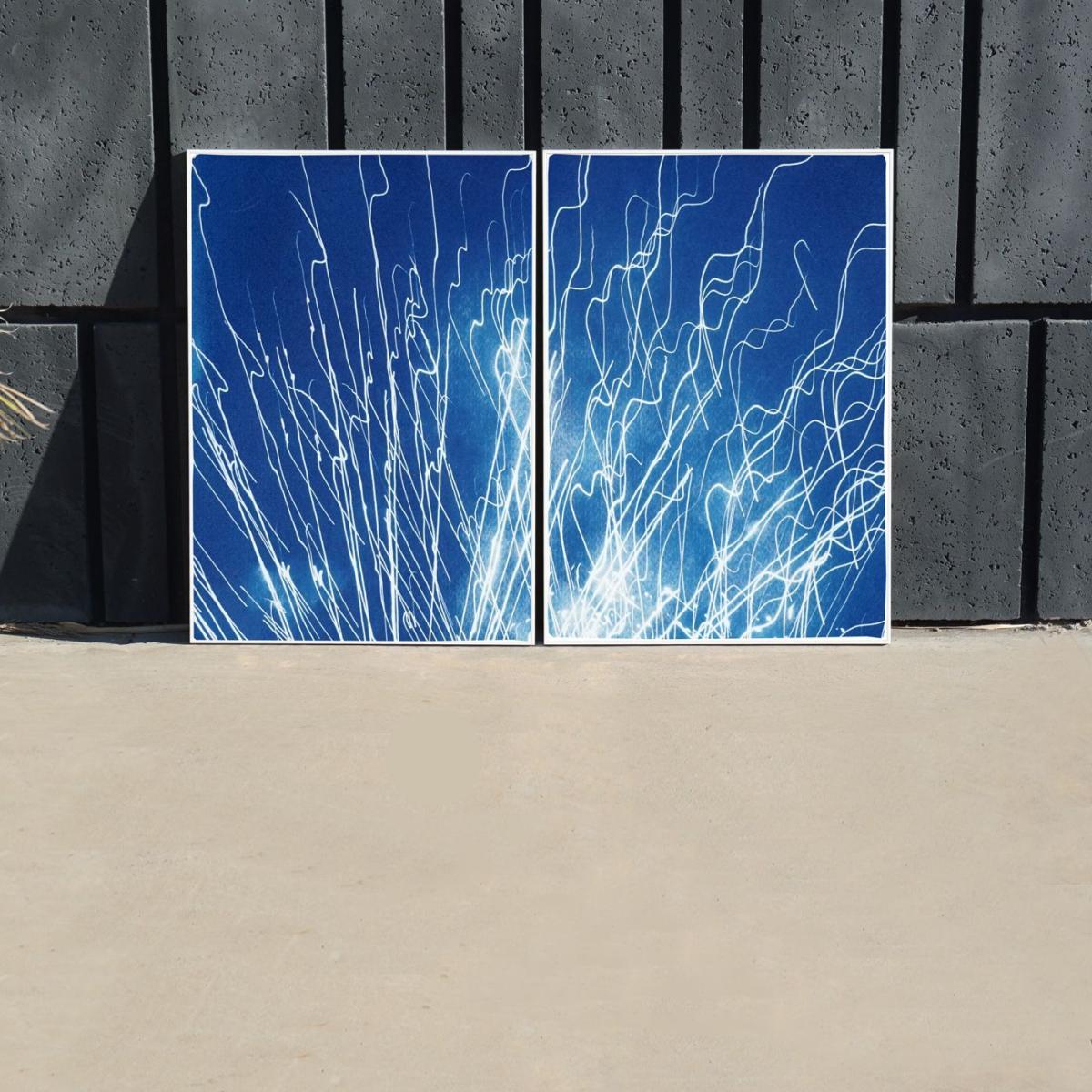 Firework Lights Handmade Cyanotype Art Print – image 8