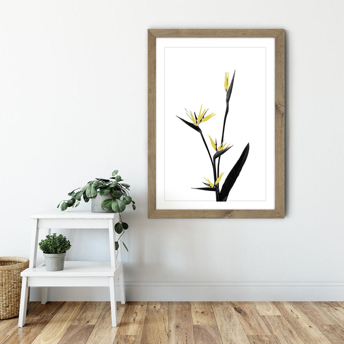 Flower Minimal Black and Gold 5 Art Print Oak Frame – image 6