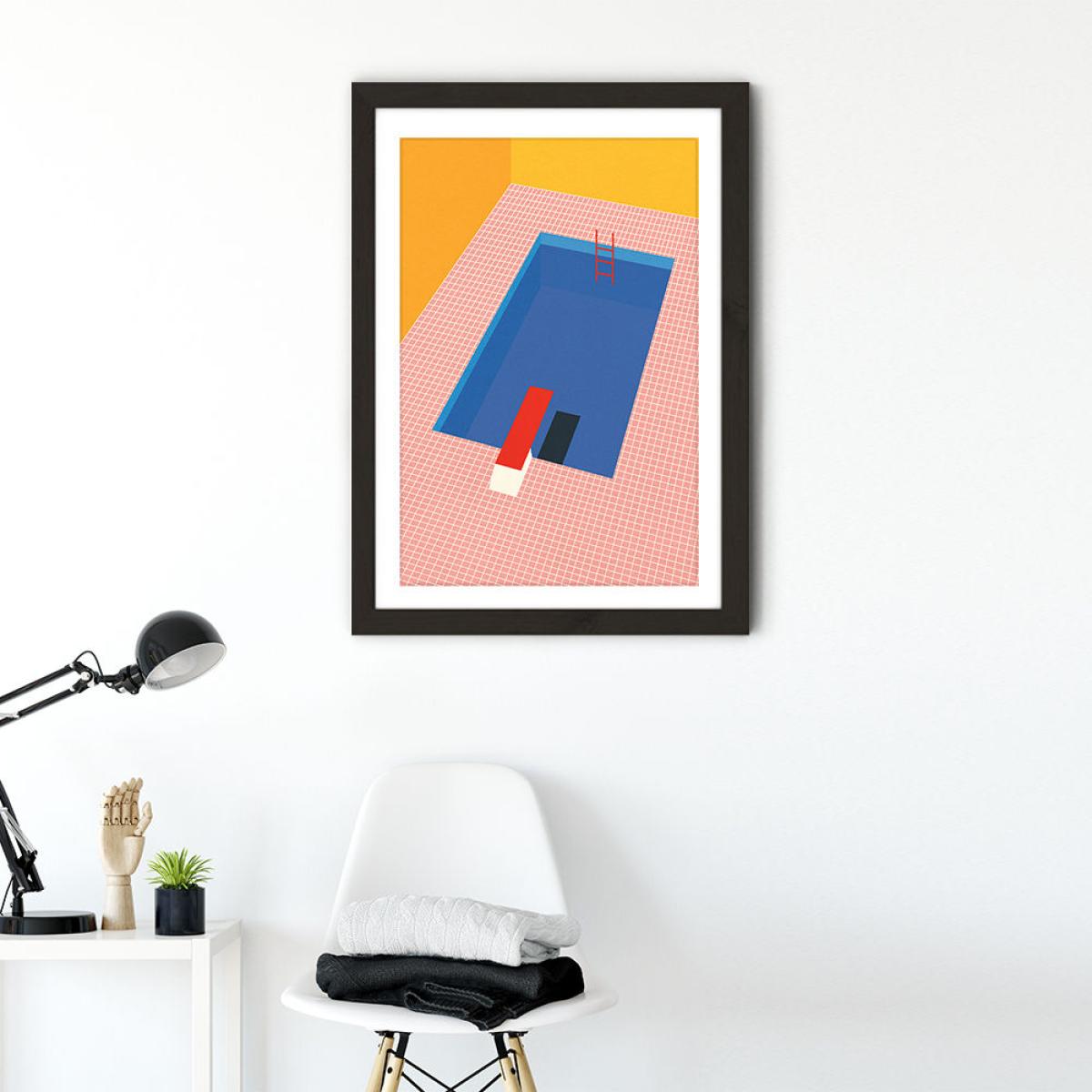 Backyard Pool Art Print Black Frame – image 2
