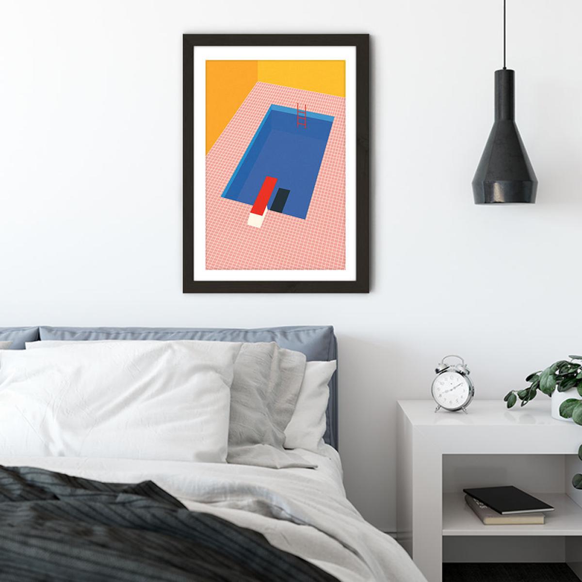 Backyard Pool Art Print Black Frame – image 4