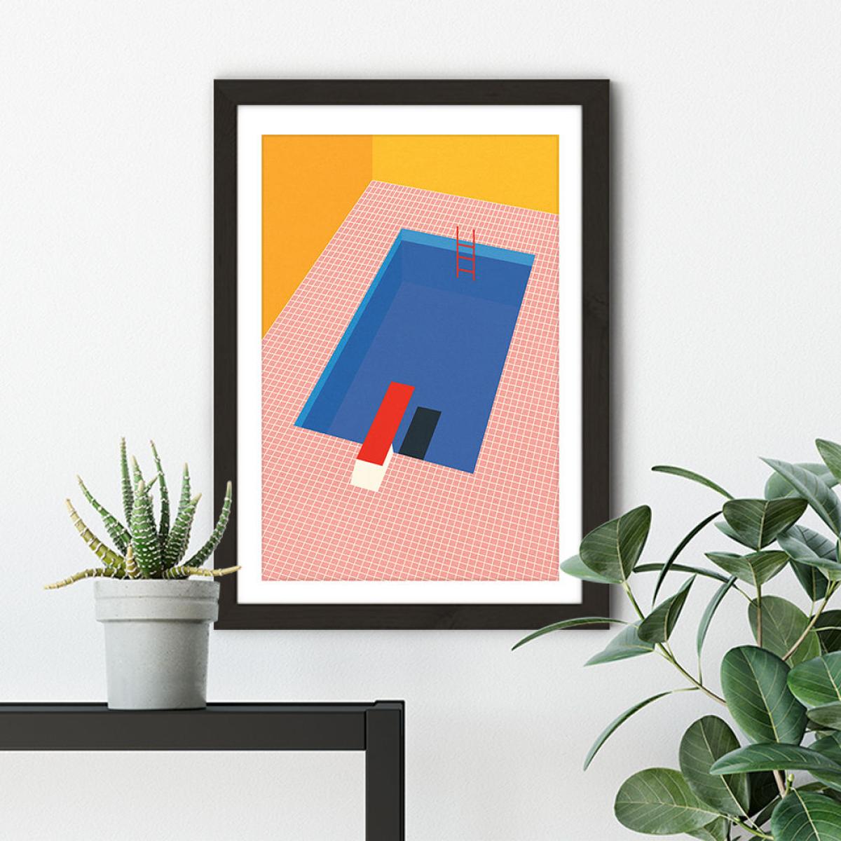 Backyard Pool Art Print Black Frame – image 5