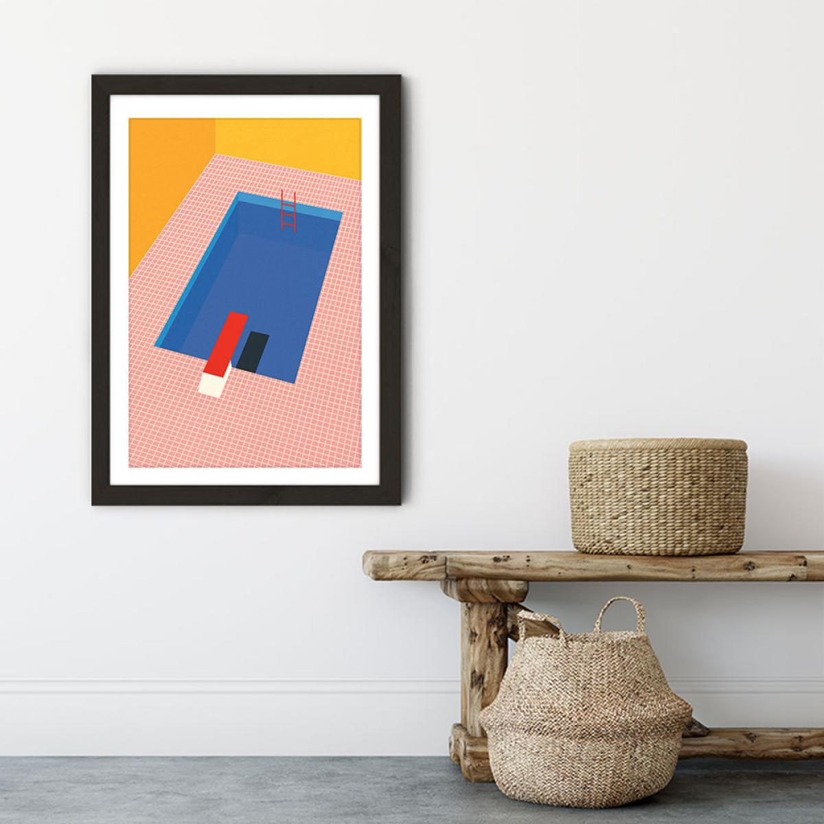Backyard Pool Art Print Black Frame – image 6