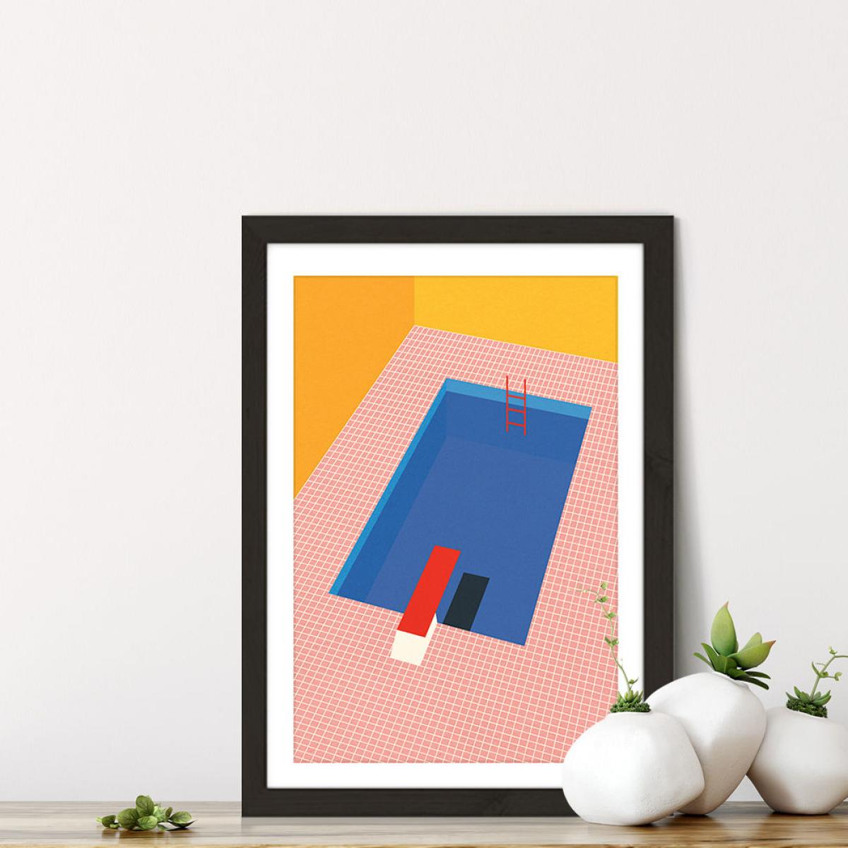 Backyard Pool Art Print Black Frame – image 7