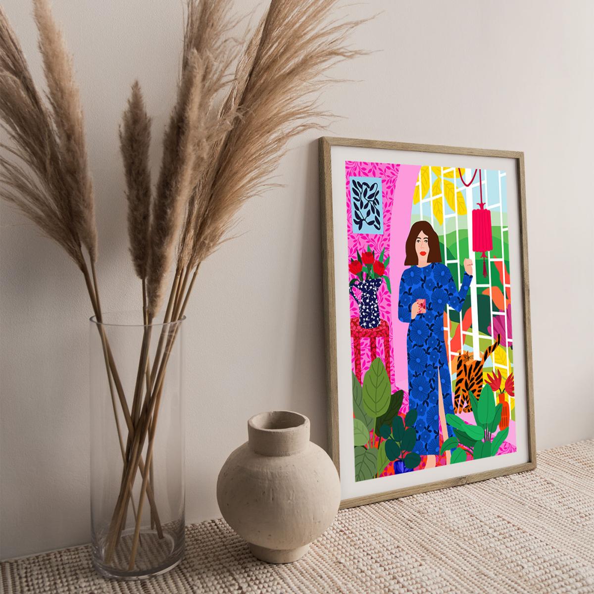 Getting My Early Morning Tea Art Print Oak Frame – image 2