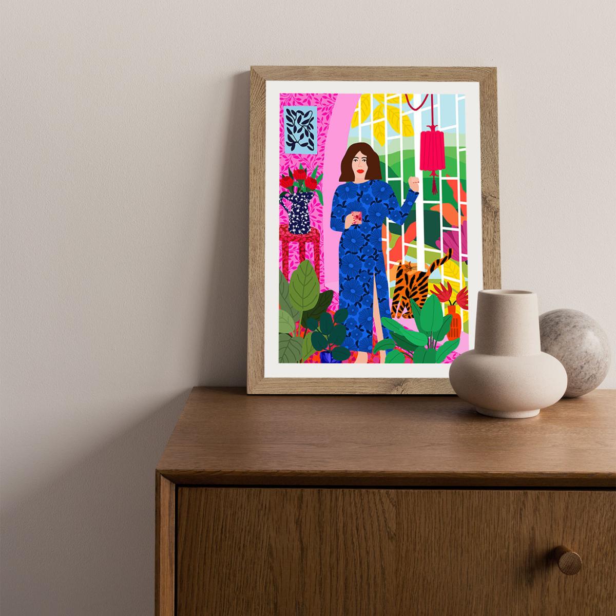Getting My Early Morning Tea Art Print Oak Frame – image 3